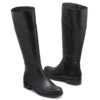 Botas tipo montar negras con cuero grabado