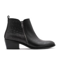 Botita de cuero liso y croco negro
