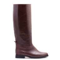 Botas tipo montar maldo de cuero liso y esterillado