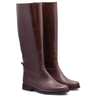 Botas tipo montar maldo de cuero liso y esterillado