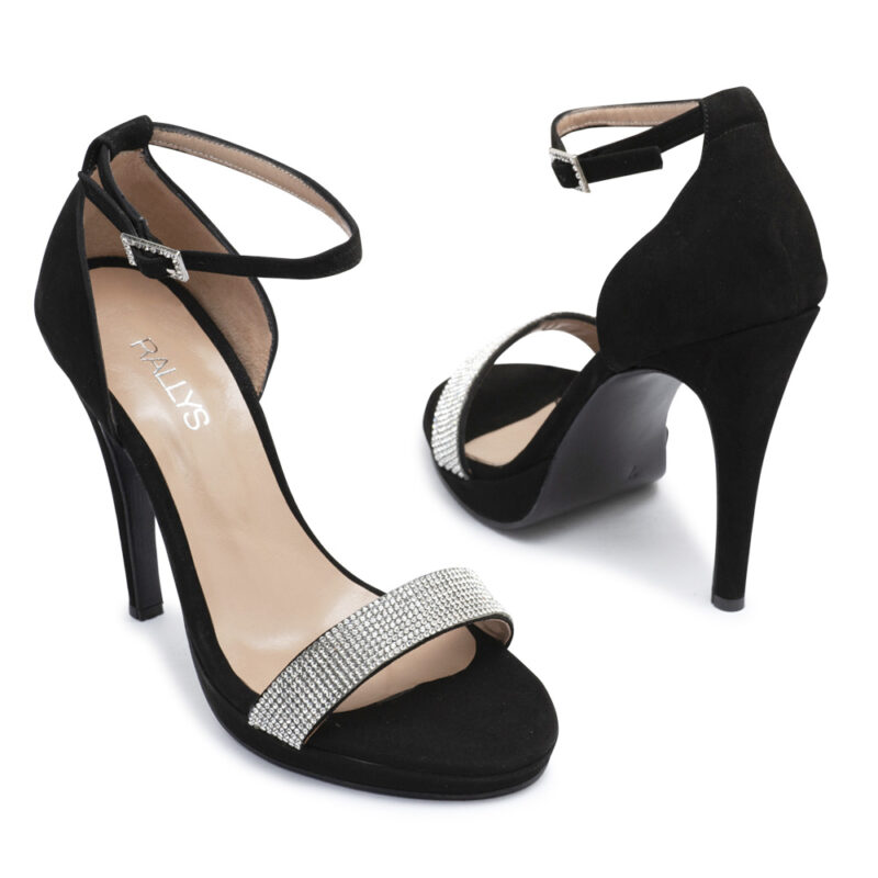 Sandalia taco fino de gamuza con strass RALLYS