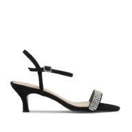 Sandalia de gamuza y strass con taco 6cm