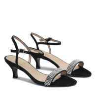 Sandalia de gamuza y strass con taco 6cm