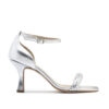 Sandalia de cuero color plata con strass RALLYS
