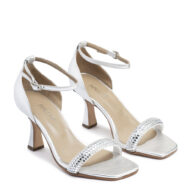 Sandalia de cuero color plata con strass RALLYS