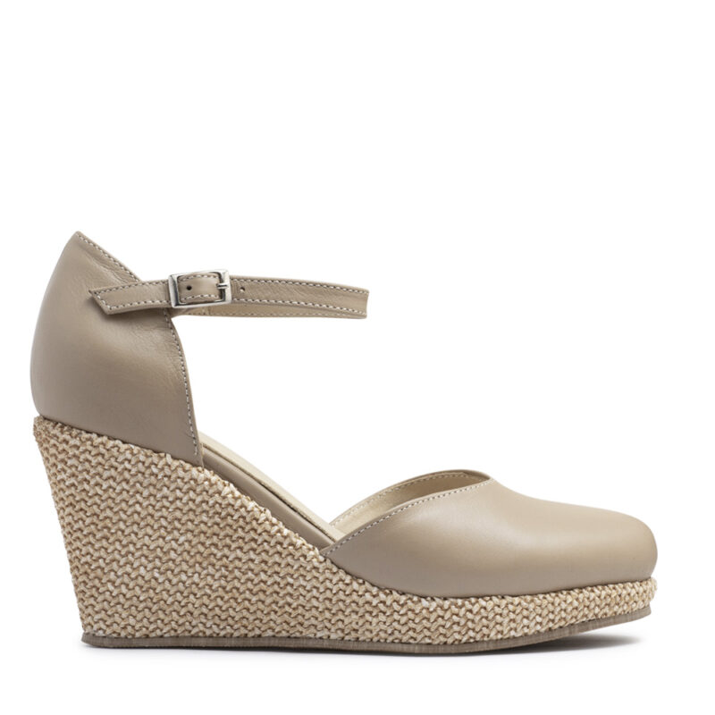Sandalia de cuero camel con taco chino RALLYS