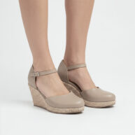 Sandalia de cuero camel con taco chino RALLYS