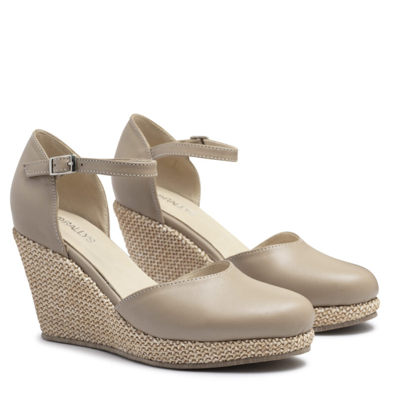 Sandalia de cuero camel con taco chino RALLYS