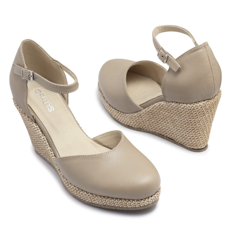 Sandalia de cuero camel con taco chino RALLYS