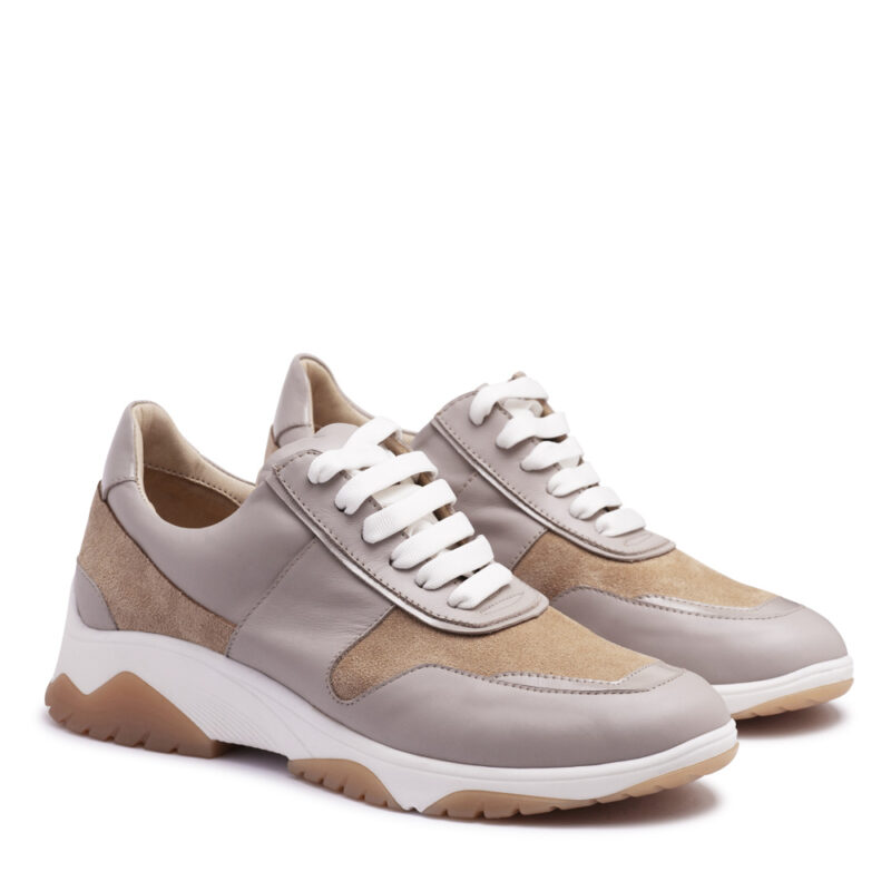 Zapatilla de cuero y gamuza beige RALLYS - 26698