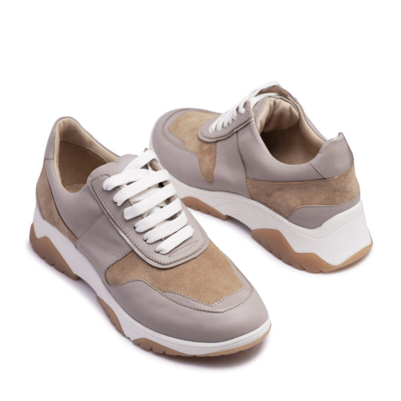 Zapatilla de cuero y gamuza beige RALLYS - 26698