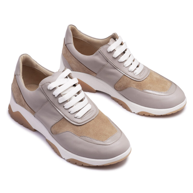 Zapatilla de cuero y gamuza beige RALLYS - 26698