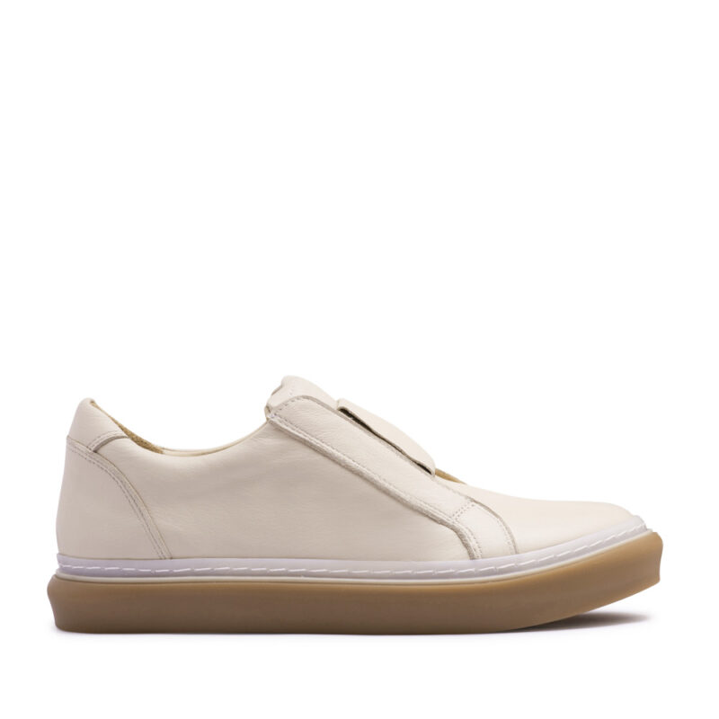 Zapatilla de cuero color manteca sin cordones RALLYS