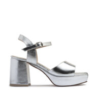 Sandalias de cuero plateadas con plataforma