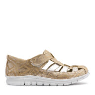 Zapatilla calada color camel y plata