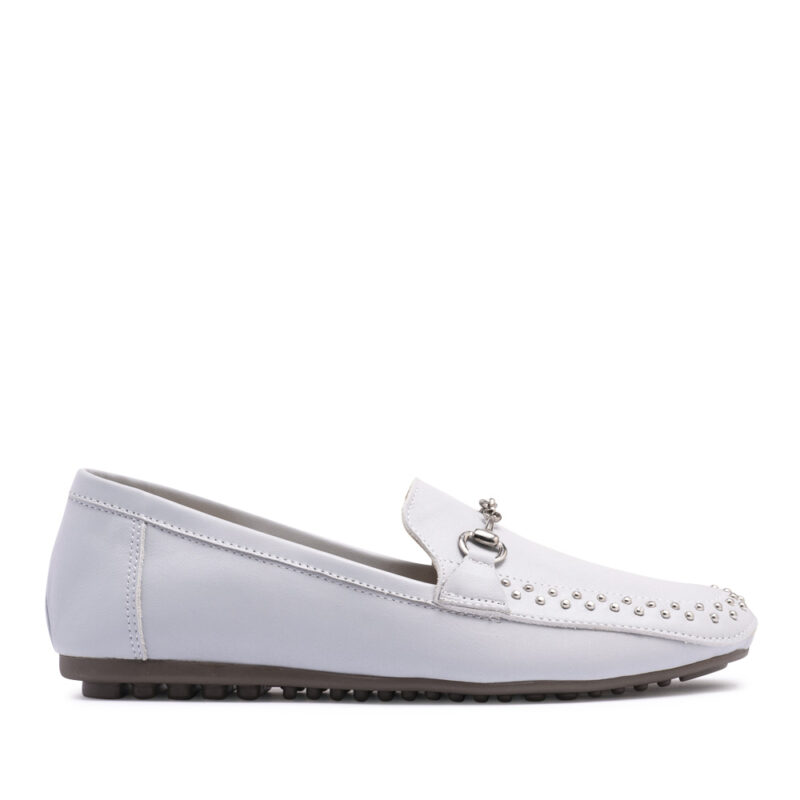 Mocasin de cuero gris con tachitas RALLYS