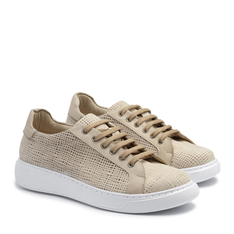 Zapatillas de cuero beige esterillado RALLYS