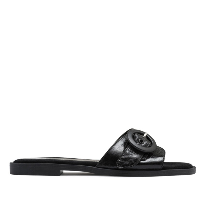 Zueco bajo de charol negro
