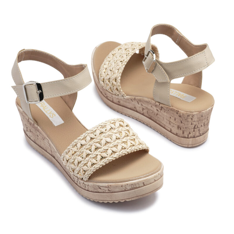 Sandalias de taco chino beige RALLYS - 26730