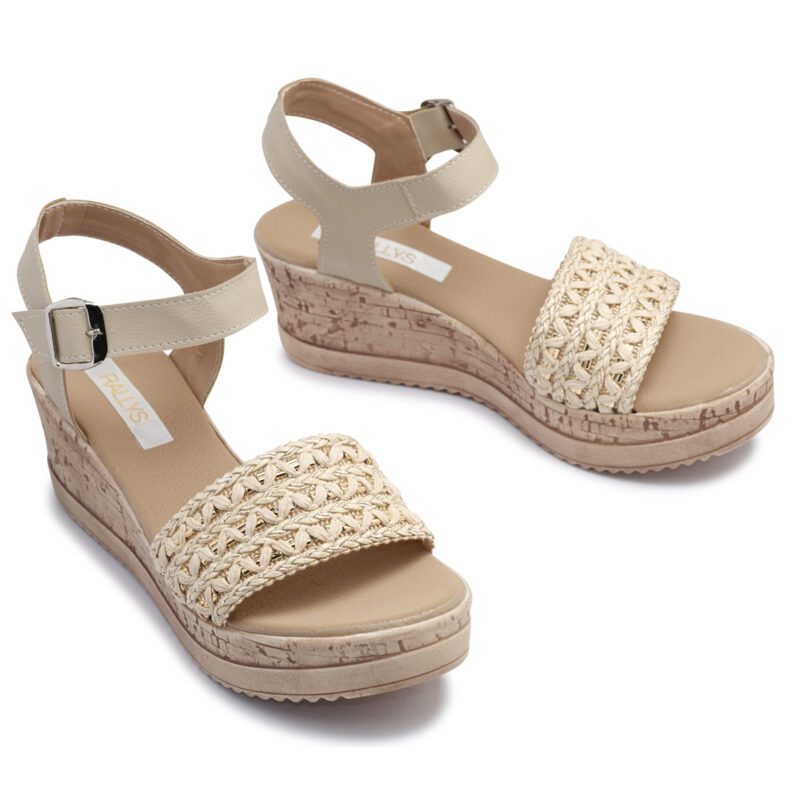 Sandalias de taco chino beige RALLYS - 26730