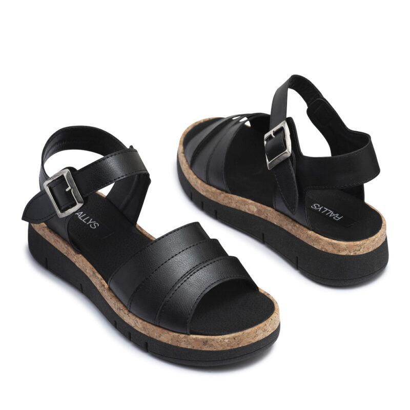 Sandalias negras de tiras con plataforma RALLYS - 26731
