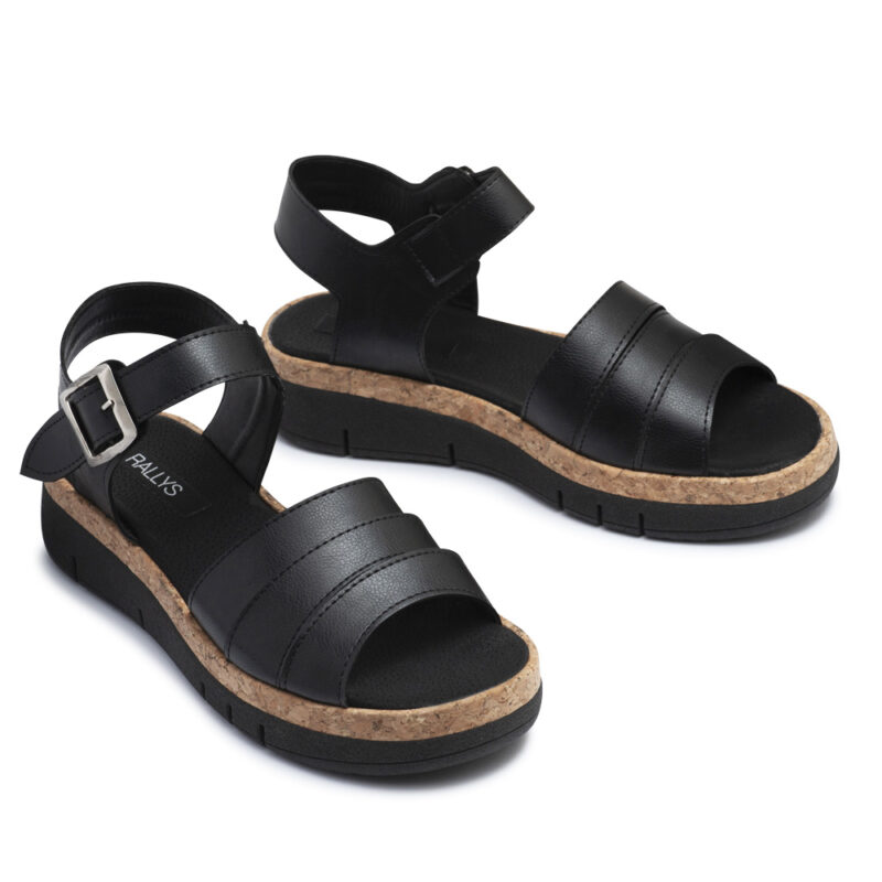 Sandalias negras de tiras con plataforma RALLYS - 26731