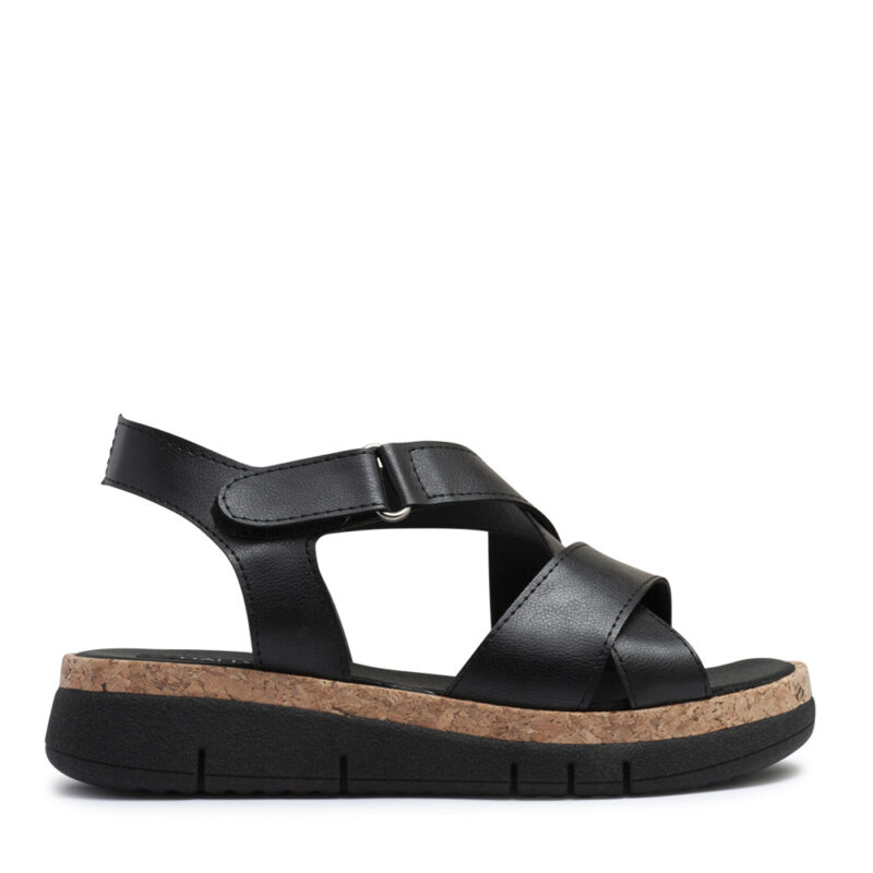Sandalias negras de tiras cruzadas con plataforma RALLYS