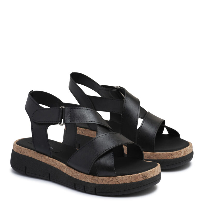 Sandalias negras de tiras cruzadas con plataforma RALLYS