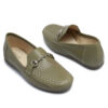 Mocasin de cuero verde con tachitas RALLYS