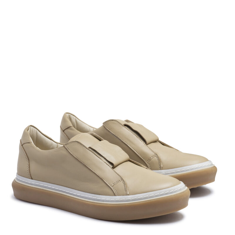 Zapatillas de cuero camel sin cordones RALLYS