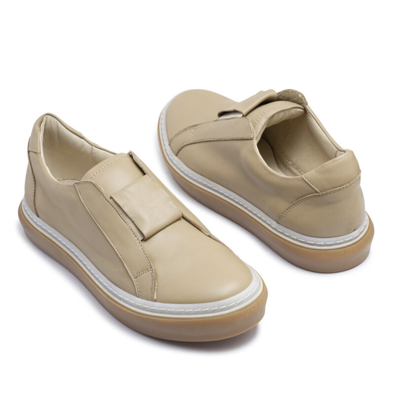 Zapatillas de cuero camel sin cordones RALLYS