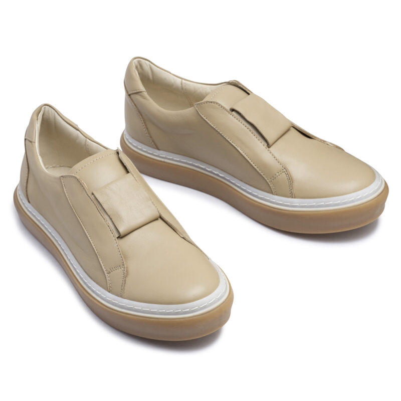 Zapatillas de cuero camel sin cordones RALLYS