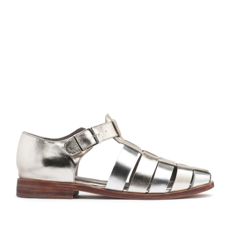 Sandalia franciscana de cuero plata y platino RALLYS - 26749