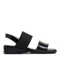 Sandalias de charol negro con taco chino