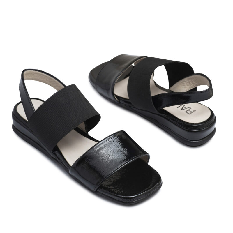 Sandalias de charol negro con taco chino RALLYS