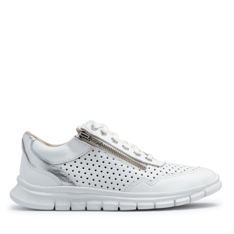 Zapatillas caladas blancas y plata con cierre RALLYS