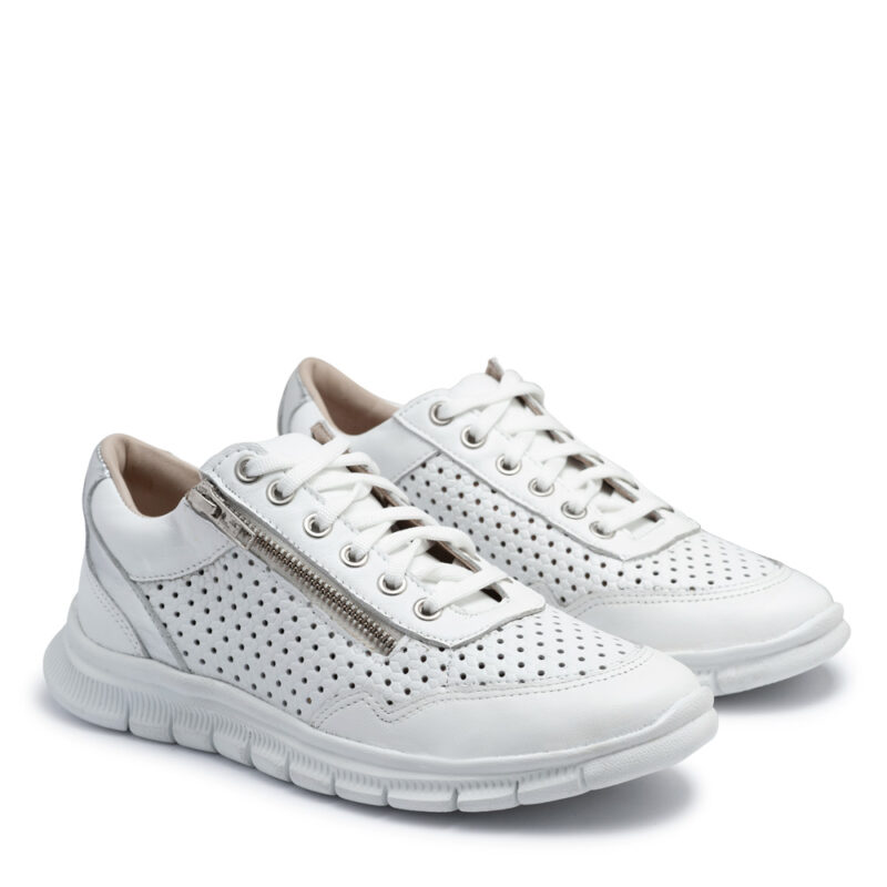 Zapatillas caladas blancas y plata con cierre RALLYS