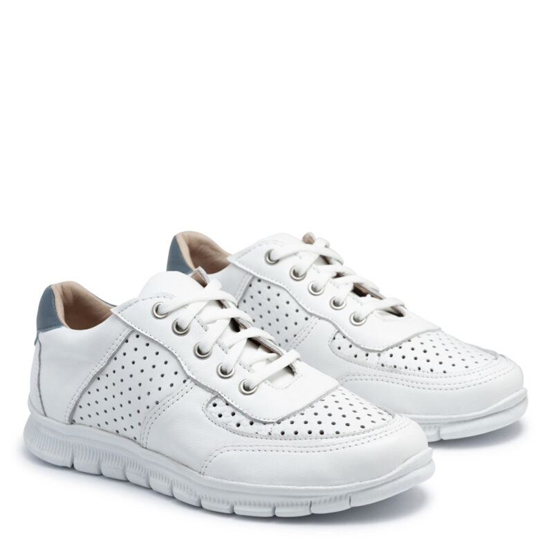 Zapatillas caladas blancas y azul RALLYS