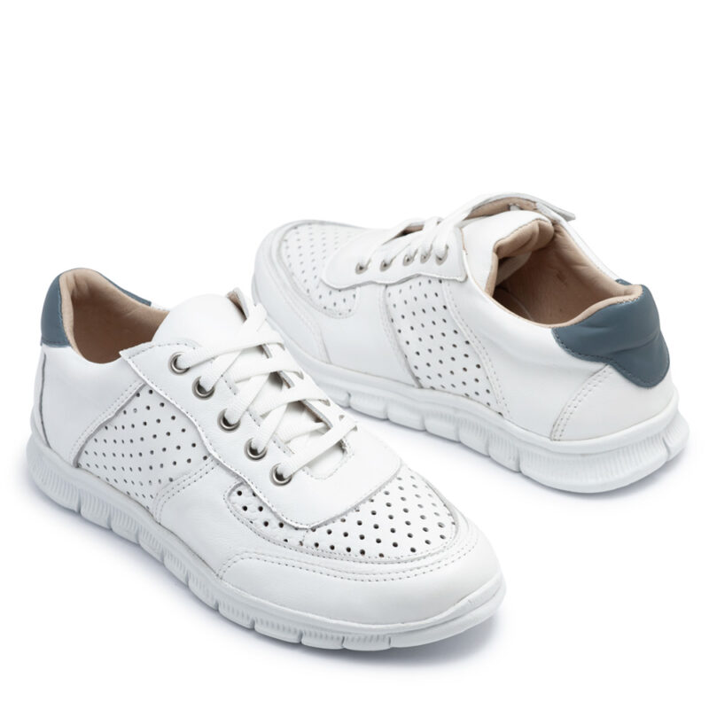 Zapatillas caladas blancas y azul RALLYS