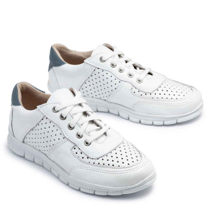 Zapatillas caladas blancas y azul RALLYS