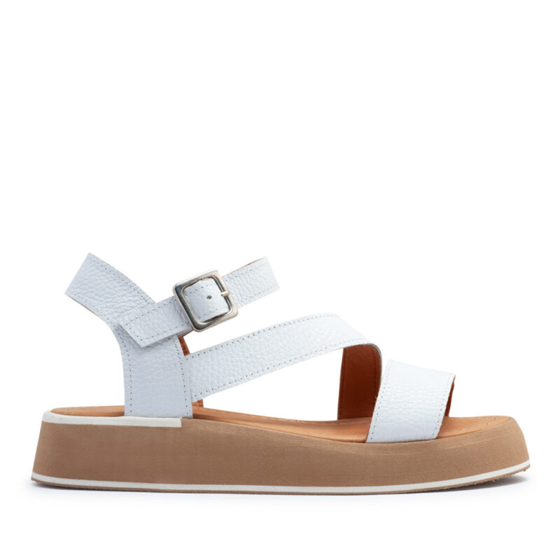 Sandalia de cuero blanco con plataforma RALLYS