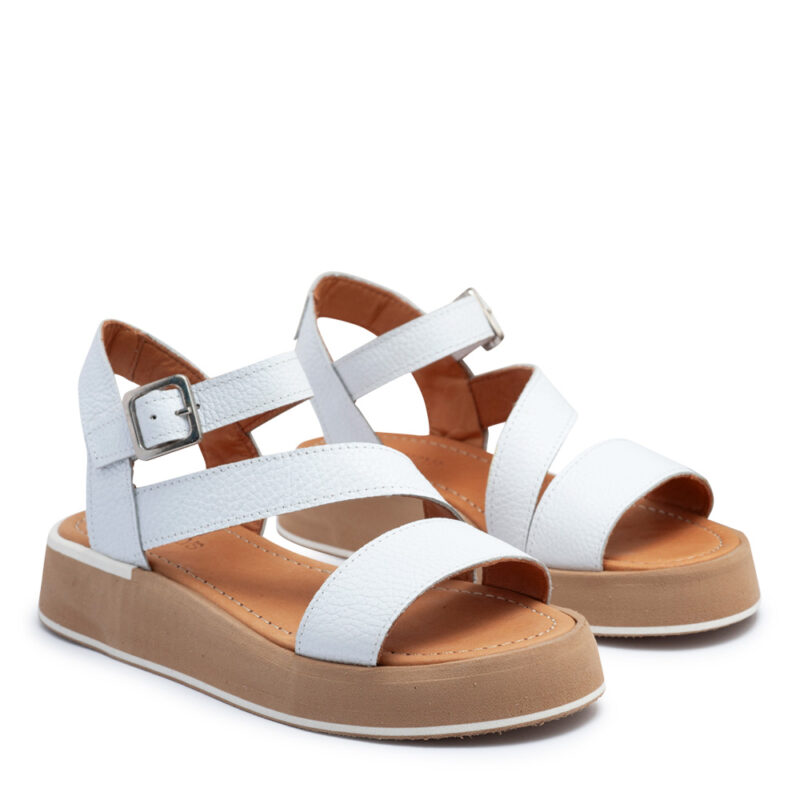 Sandalia de cuero blanco con plataforma RALLYS