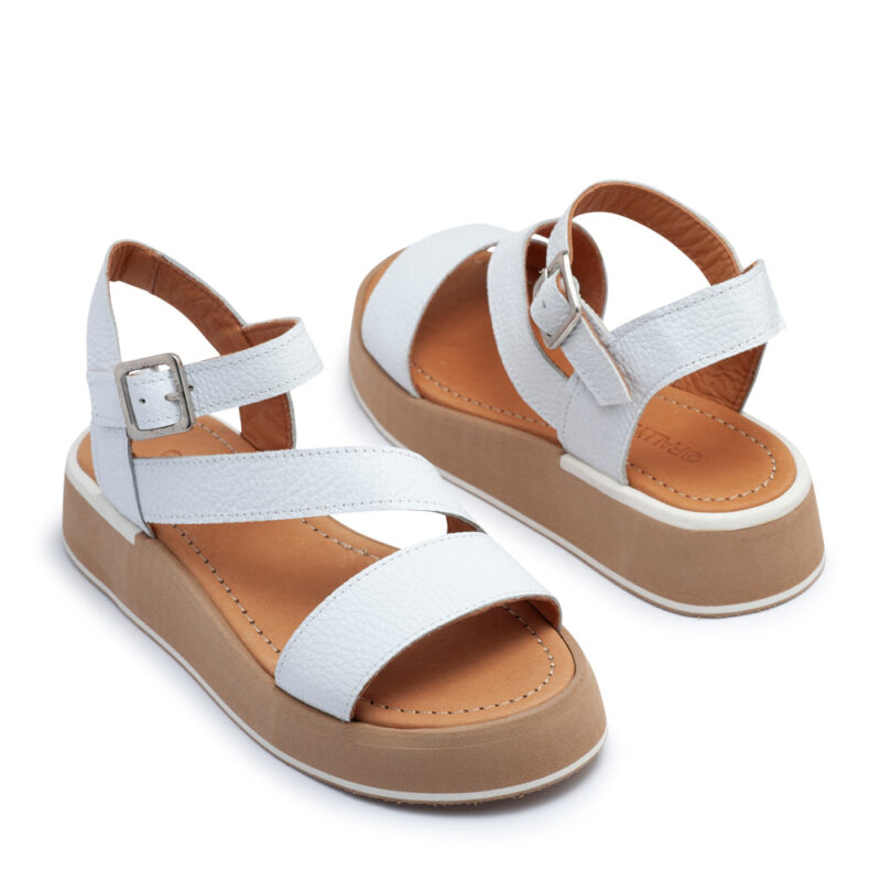 Sandalia de cuero blanco con plataforma RALLYS