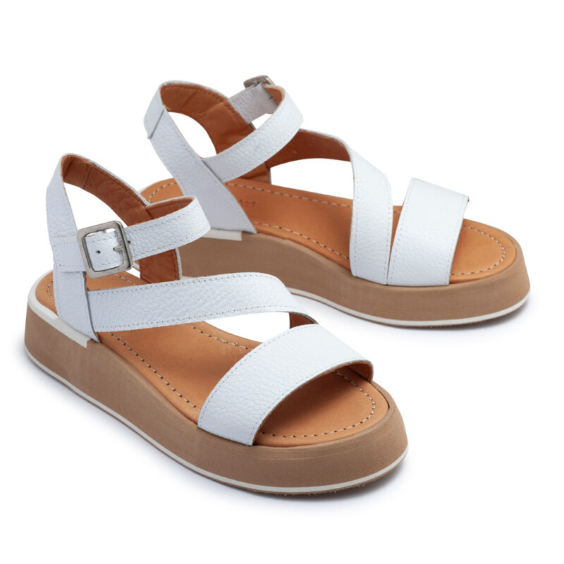 Sandalia de cuero blanco con plataforma RALLYS