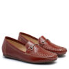 Mocasin de cuero rojo oscuro con tachitas RALLYS
