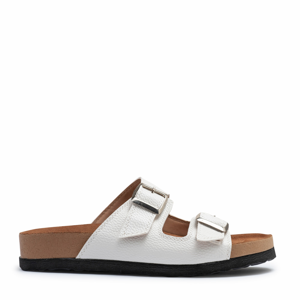 Zuecos blancos con dos hebillas