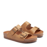 Zuecos camel con dos hebillas