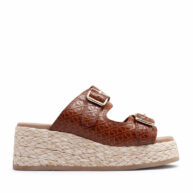 Zuecos de doble hebilla con plataforma de yute