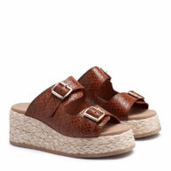 Zuecos de doble hebilla con plataforma de yute