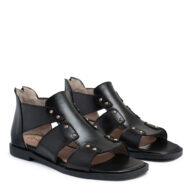 Sandalia romana de cuero negro